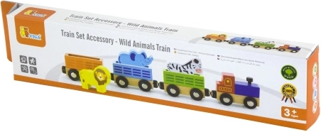 tren din lemn cu animale de la zoo viga