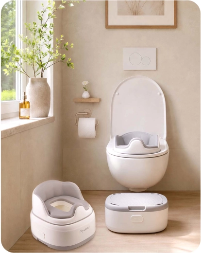 3 în 1: oliță, reducție pentru WC și treaptă