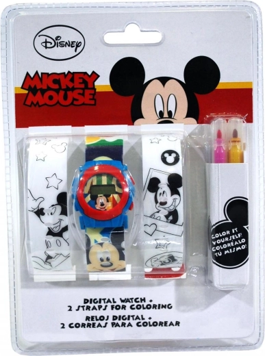 Euroswan set de ceas digital și curele de colorat Mickey Mouse
