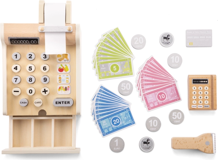 Casă de marcat din lemn pentru copii cu accesorii