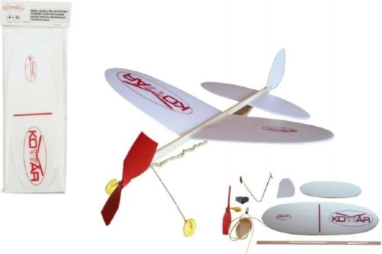 Model de avion cu elice Komár pe gumă