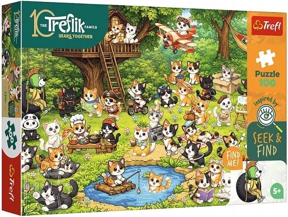 Puzzle Trefl Seek and Find Lumea pisicilor 100 de piese