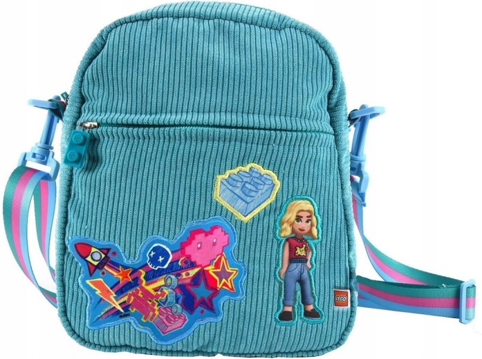 Geantă crossbody turcoaz LEGO Friends cu aplicații termocolante