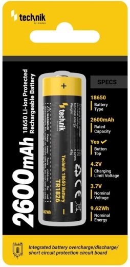 Baterie reîncărcabilă 18650 2600 mAh 3,7 V cu protecție