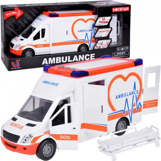 Ambulanță interactivă cu uși rabatabile și efecte luminoase și sonore