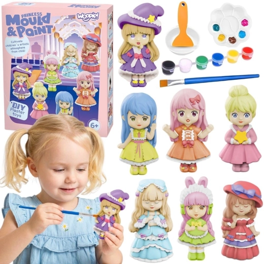 Woopie set creativ pentru turnare din gips și pictură DIY – prințese și păpuși