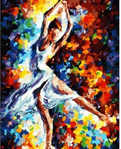 Tablou de pictat pe numere în ramă 40 × 50 cm – balerină în culoare