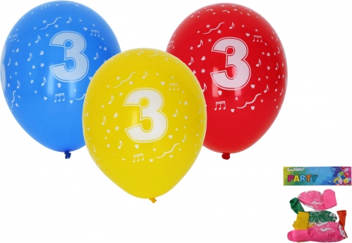 baloane gonflabile 30 cm cu numărul 3 – set de 5 bucăți