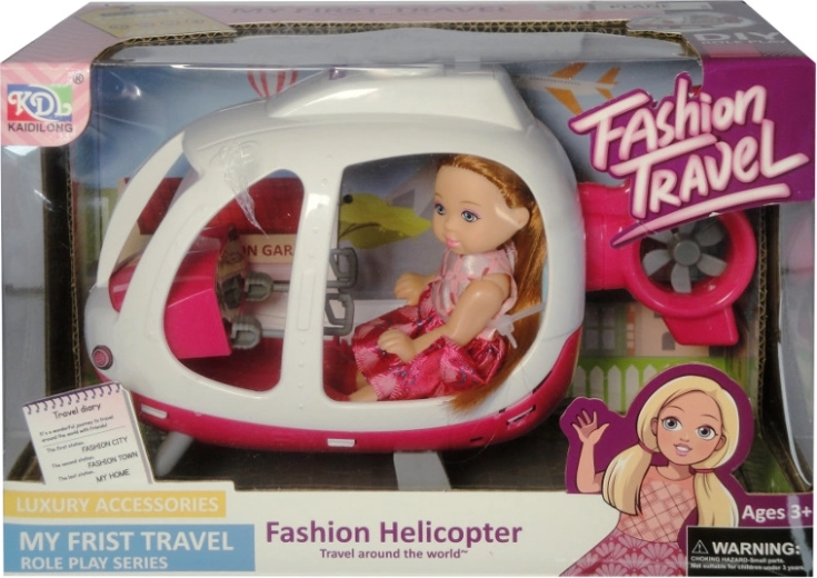 Păpușă în elicopter cu lumini și sunete