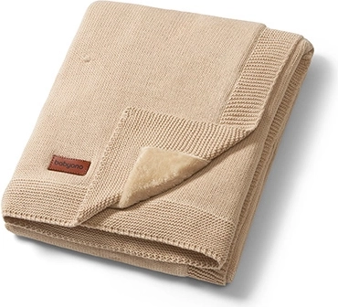 Pătură pentru copii Babyono din bumbac natural cu căptușeală din flanel 75 × 100 cm, bej deschis
