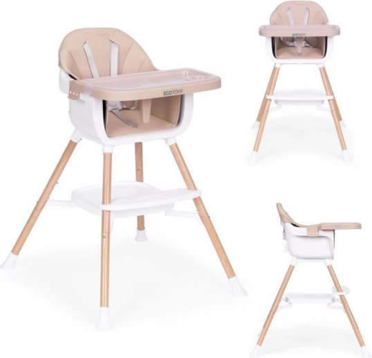 Scaun de masă pentru copii 2 în 1, bej, ECOTOYS