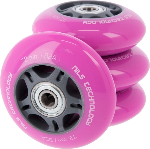 Roți PU cu rulmenți pentru role NILS EXTREME 72 mm roz