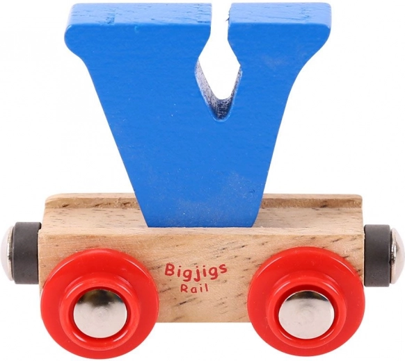 Vagon de lemn cu litera V – BIGJIGS Rail
