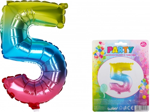 Balon Gonflabil în Formă de Cifra 5 Curcubeu