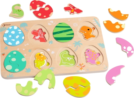 Classic World puzzle din lemn pe straturi Ouă jurasice