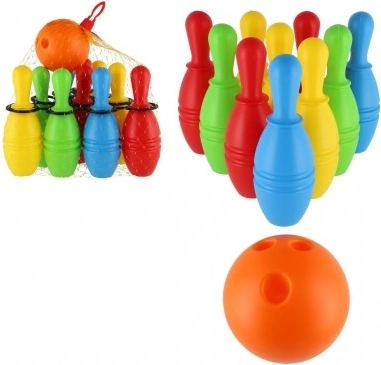 Popice de bowling din plastic 21 cm – set de 10 bucăți în plasă