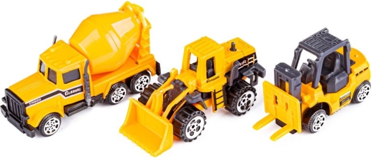 Mașinuțe metalice de construcții cu elemente mobile