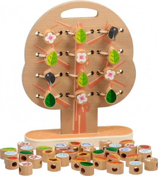 Lucy & Leo copacul din lemn pentru șiretuit – set montessori de împletit