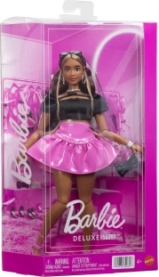 Barbie Deluxe Style – păpușă în top negru și fustă roz
