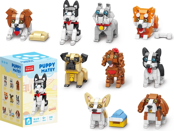 Puppy Matey mini set de construcție căței drăgălași (9 variante) - 1 bucată