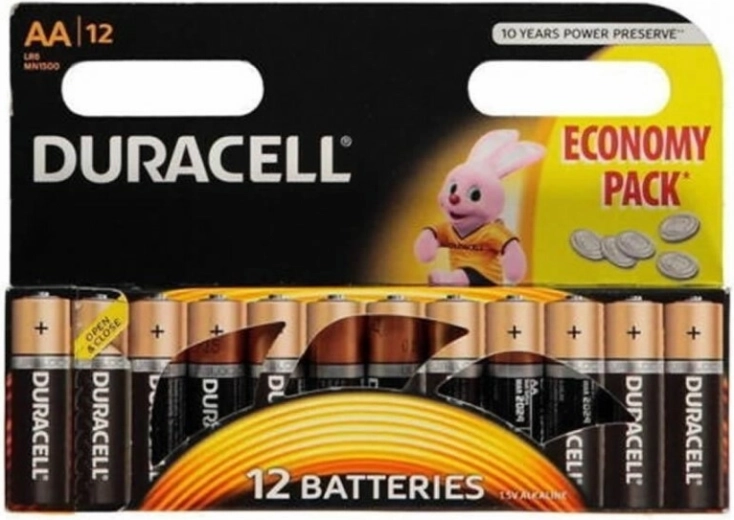 Baterii alcaline AA DURACELL MN1500, pachet 12 buc