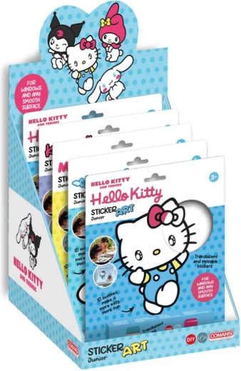 Autocolante pentru geam și planșe de colorat cu vopsele Hello Kitty și Kuromi (2 modele), 19 × 23 cm