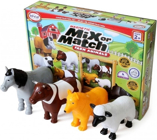 Malblo magnetic – animăluțe de la fermă, set de construcție magnetic pentru copii