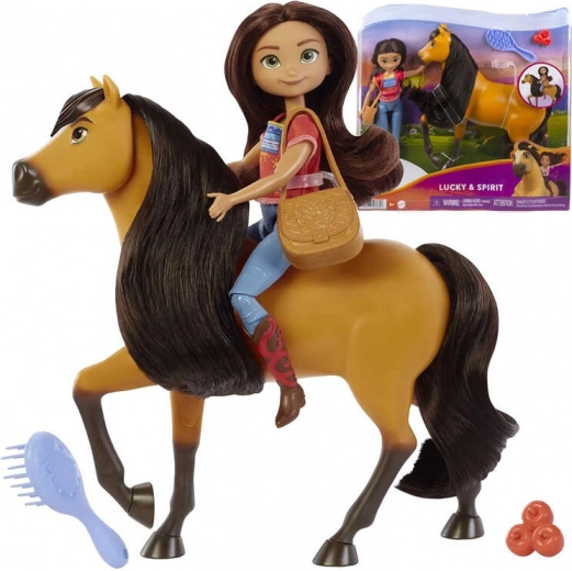 Spirit Lucky și Spirit – set de joacă cu păpușă și mustang