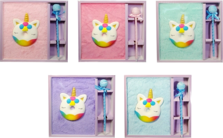 Jurnal din pluș cu unicorn și pix