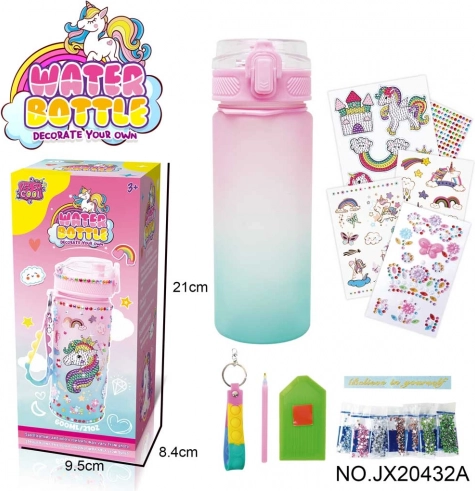 Sticlă de apă cu unicorn + accesorii