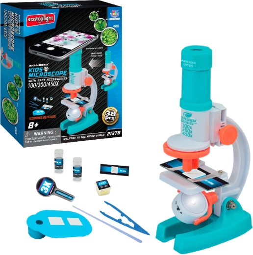 Microscop optic pentru copii cu accesorii și măriri de 100/200/450×