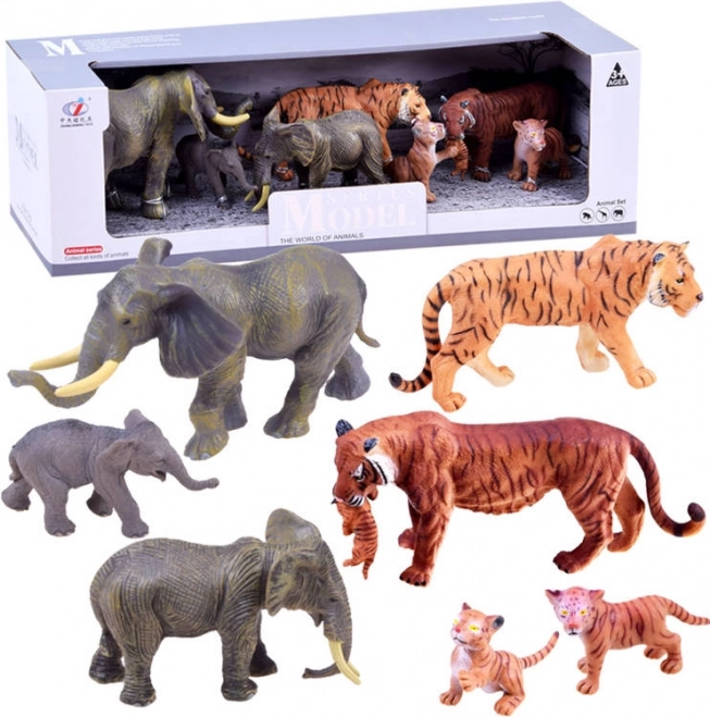 Set de figurine safari cu zebre și lei – Tigru și elefant