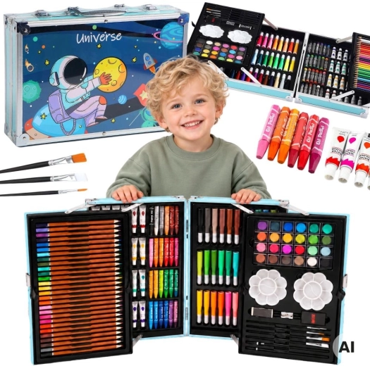 Set de desen și pictură Woopie în geantă cu motiv spațial