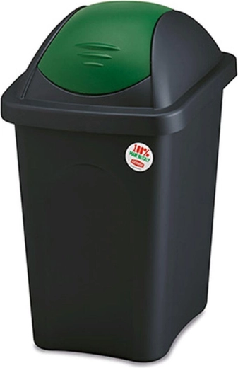 Coș de gunoi basculant MULTIPAT 30 l, dreptunghiular, negru‑verde