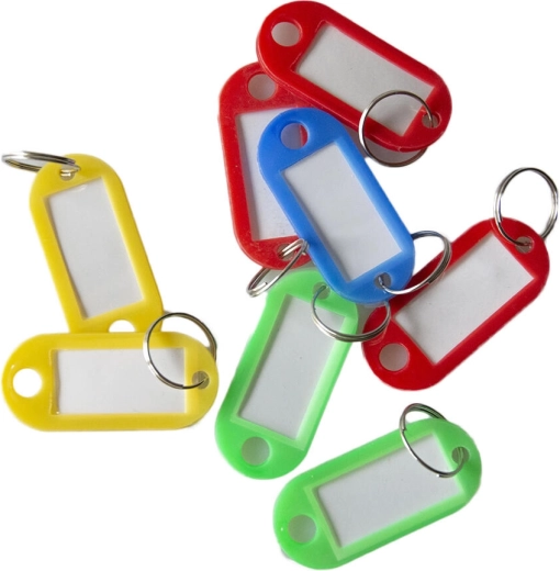 Etichetă din plastic pentru chei cu inel 5 cm, mix de culori (50 buc.)