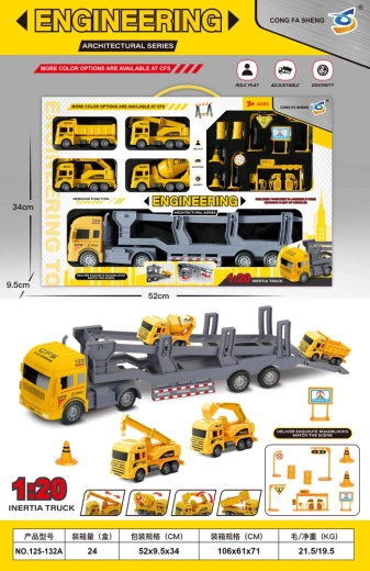 Set de construcție cu camion, vehicule și accesorii