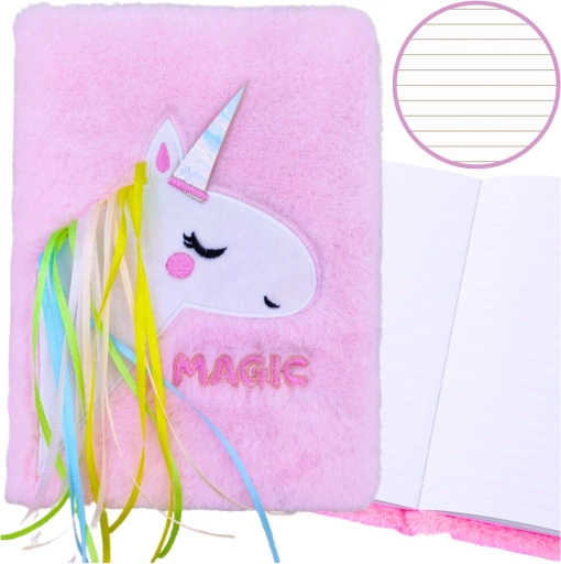Caiet plușat A5 cu unicorn și copertă moale pufoasă, dictando