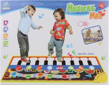 Covor muzical cu instrumente muzicale – pian de jucărie 110 × 36 cm