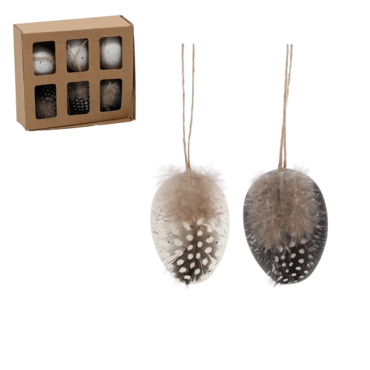 Set de ouă de Paște suspendate – eleganță alb‑negru (6 buc.)