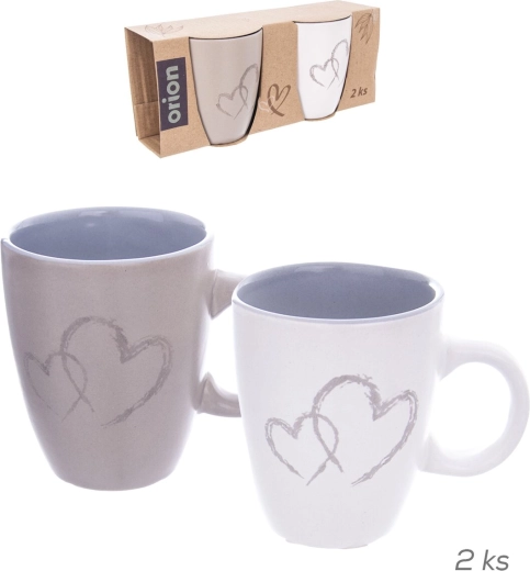 Set de 2 căni ceramice Double Love inimă 140 ml