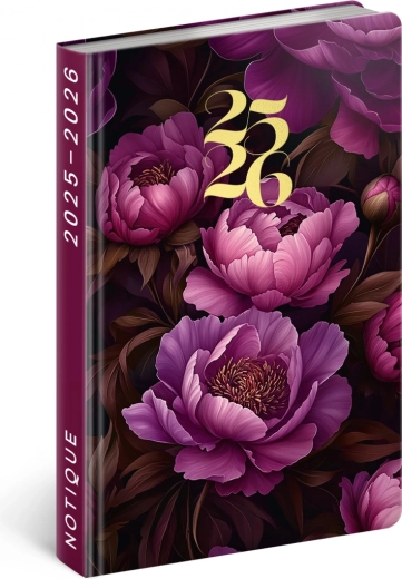 Agenda NOTIQUE 18 luni Petito – Flori mov 2025/2026, 11 x 17 cm