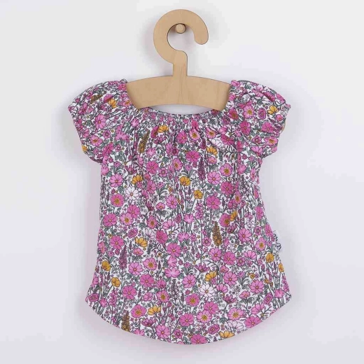 Bluza din bumbac pentru bebeluși Nicol Lea – Flori roz 5137