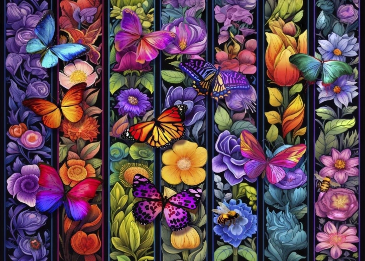 Puzzle Bluebird Flori și fluturi, 500 de piese
