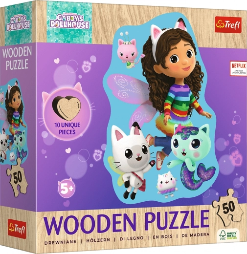 Puzzle din lemn Gabynin Căsuța Fermecată 50 Piese