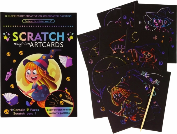carte de colorat răzuibilă pentru copii – magia vrăjitoarelor