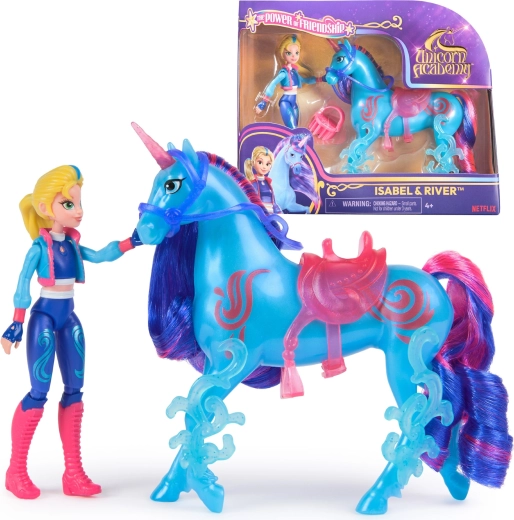 Unicorn Academy Isabel și River – figurină fetiță cu unicorn și accesorii