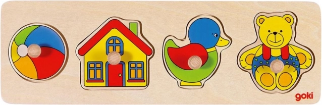 puzzle din lemn cu jucării goki
