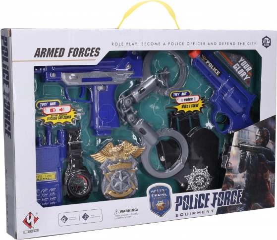 Set de arme de poliție pentru copii 18 cm cu efecte sonore