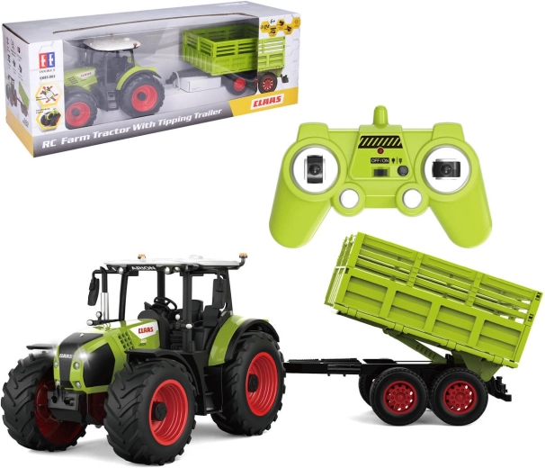 Tractor RC Claas cu remorcă, cu telecomandă - 1 bucată