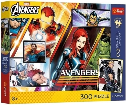 Puzzle Trefl Marvel Avengers – puterea echipei, 300 de piese + poster